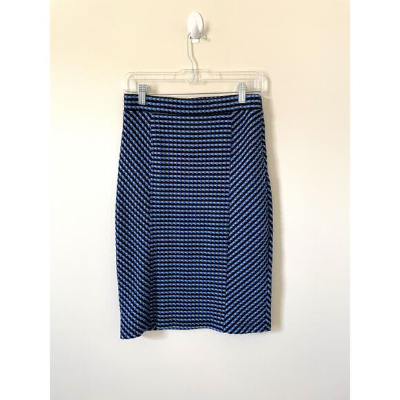 Anthropologie Maeve Midi Stretch Knee Length Pencil Skirt Blue Black Size Small - Picture 3 of 8